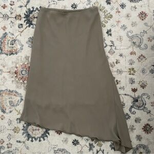 taupe chiffon asymmetrical skirt
